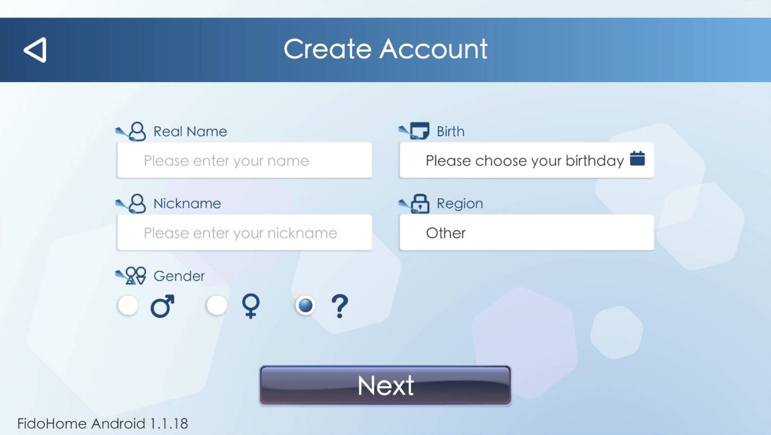 Reference screen for: Enter your basic profile