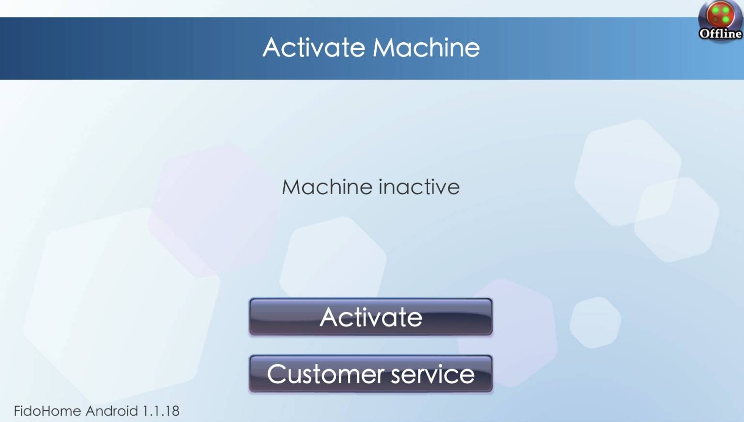 Reference screen for: Activate the machine and confirm