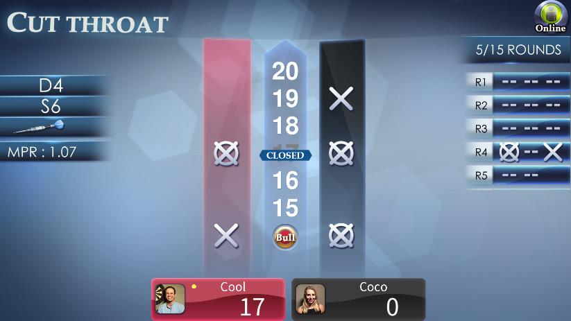 FidoDarts Cut Throat Cricket Spielbildschirm