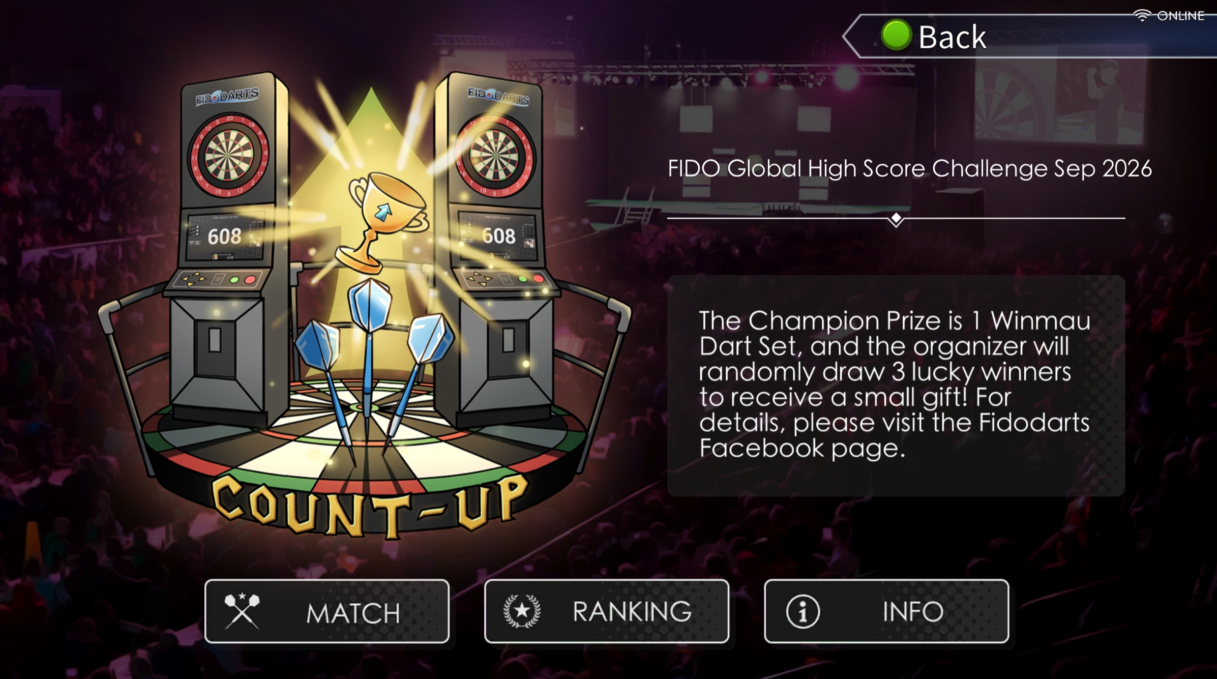 FidoDarts Event CountUp Qualifying-Lobby