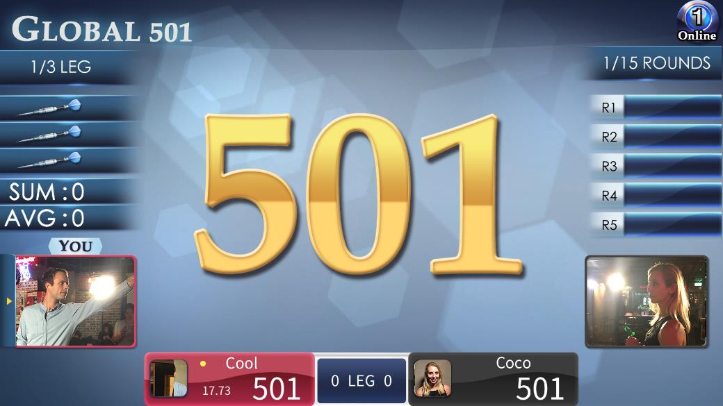 FidoDarts GLOBALMATCH Online-Match-Spielbildschirm