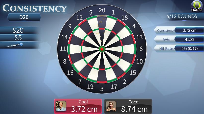 FidoDarts CONSISTENCY Trainingsbildschirm